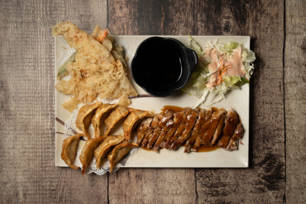34. GYOZA (Fried chicken Dumplings), TERIYAKI CHICKEN, & TEM