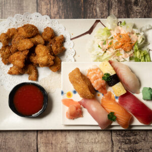 C - 15: Sesame Chicken and Sushi (7 pcs)