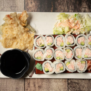 C - 21: California Roll (16 pcs) and Tempura